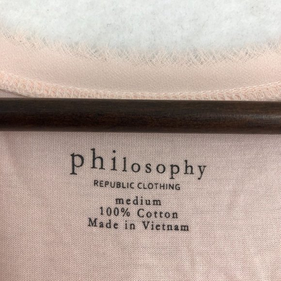 Philosophy Women's Size Medium Pink Semi-Sheer Frayed Trim Sleeveless Tank Top - Picture 7 of 10